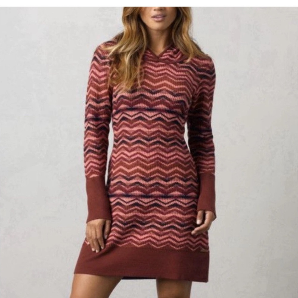 Prana Multicolor‎ Chevron Long Sleeve Dress